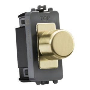 KNIGHTSBRIDGE 1G 2-WAY 10-200W (10-100W LED) TRAILING EDGE DIMMER - BRUSHED BRASS