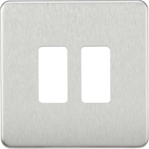 KNIGHTSBRIDGE SCREWLESS 2G GRID FACEPLATE - BRUSHED CHROME