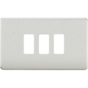 KNIGHTSBRIDGE SCREWLESS 3G GRID FACEPLATE - BRUSHED CHROME