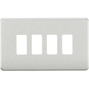 KNIGHTSBRIDGE SCREWLESS 4G GRID FACEPLATE - BRUSHED CHROME