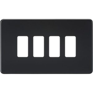 KNIGHTSBRIDGE SCREWLESS 4G GRID FACEPLATE - MATT BLACK