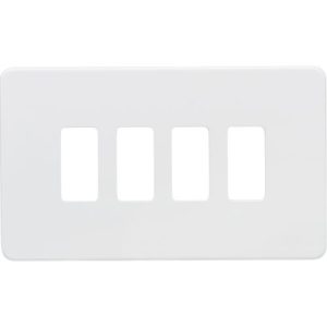KNIGHTSBRIDGE SCREWLESS 4G GRID FACEPLATE - MATT WHITE