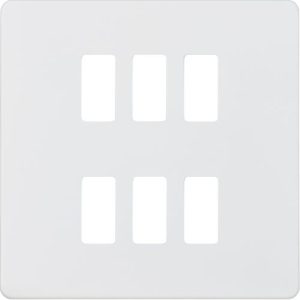 KNIGHTSBRIDGE SCREWLESS 6G GRID FACEPLATE - MATT WHITE