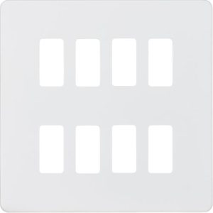 KNIGHTSBRIDGE SCREWLESS 8G GRID FACEPLATE - MATT WHITE