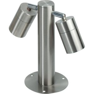 KNIGHTSBRIDGE IP65 2 X GU10 35W MAX. ADJUSTABLE STAINLESS STEEL BOLLARD 260MM