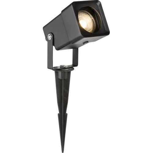 KNIGHTSBRIDGE 230V IP65 GU10 SQUARE SPIKE LIGHT - BLACK