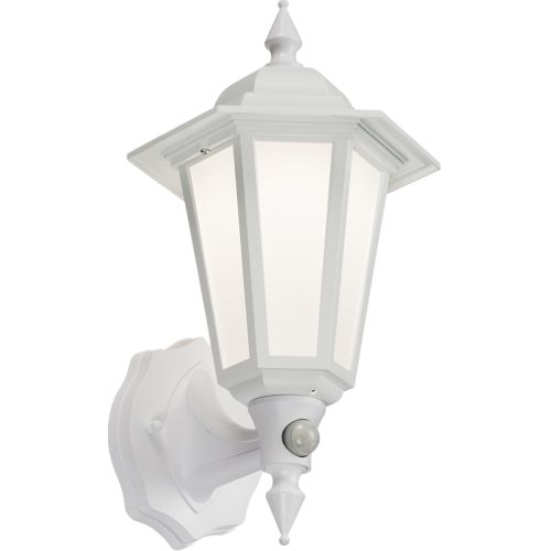 KNIGHTSBRIDGE 230V IP54 8W LED WALL LANTERN WITH PHOTOCELL SENSOR - WHITE