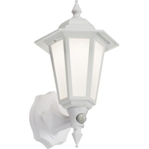 KNIGHTSBRIDGE 230V IP54 LED WALL LANTERN WITH PIR - WHITE