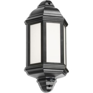 KNIGHTSBRIDGE 230V IP54 LED HALF WALL LANTERN WITH PHOTOCELL SENSOR - BLACK