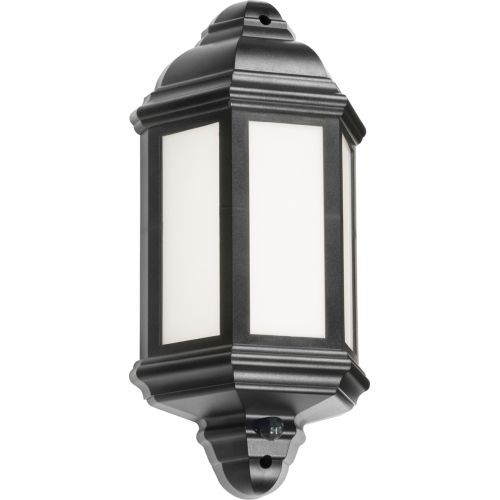KNIGHTSBRIDGE 230V IP54 LED HALF WALL LANTERN WITH PHOTOCELL SENSOR - BLACK
