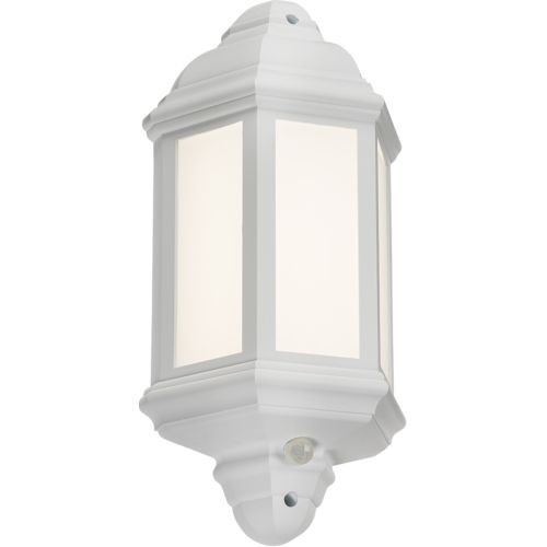 KNIGHTSBRIDGE 230V IP54 LED HALF WALL LANTERN WITH PHOTOCELL SENSOR - WHITE