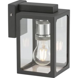 KNIGHTSBRIDGE 230V IP23 E27 WALL LANTERN - ANTHRACITE