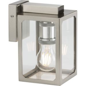 KNIGHTSBRIDGE 230V IP23 E27 WALL LANTERN - BRUSHED CHROME