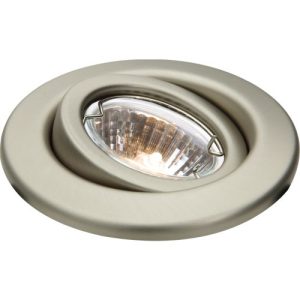 KNIGHTSBRIDGE IP20 12V 50W MAX. L/V BRUSHED CHROME GIMBAL DOWNLIGHT