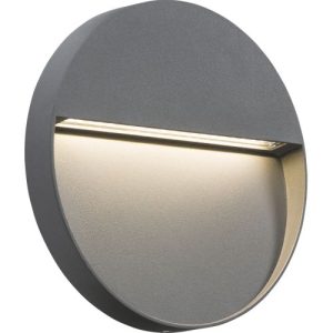 KNIGHTSBRIDGE 230V IP44 5W LED ROUND WALL/GUIDE LIGHT - GREY