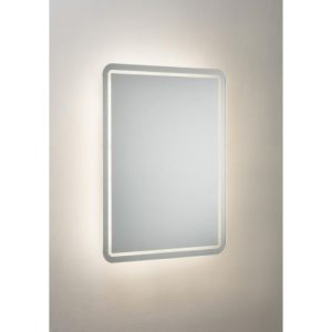 KNIGHTSBRIDGE 230V IP44 600 X 450MM BACK-LIT LED BATHROOM MIRROR WITH DEMISTER, SHAVER SOCKET AND MOTION SENSOR