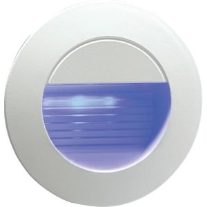 KNIGHTSBRIDGE 230V IP54 RECESSED ROUND INDOOR/OUTDOOR LED GUIDE/STAIR/WALL LIGHT BLUE LED