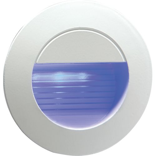 KNIGHTSBRIDGE 230V IP54 RECESSED ROUND INDOOR/OUTDOOR LED GUIDE/STAIR/WALL LIGHT BLUE LED
