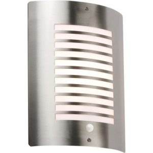KNIGHTSBRIDGE 230V IP44 E27 40W MAX. STAINLESS STEEL OUTDOOR WALL FIXTURE WITH PIR