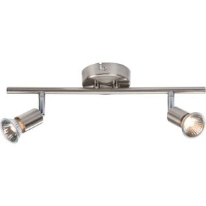 KNIGHTSBRIDGE 230V GU10 TWIN BAR SPOTLIGHT- BRUSHED CHROME