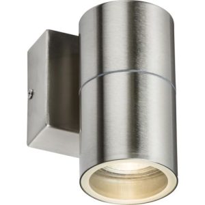 KNIGHTSBRIDGE 230V IP54 GU10 FIXED SINGLE WALL LIGHT - BRUSHED CHROME