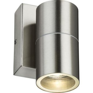 KNIGHTSBRIDGE 230V IP54 GU10 FIXED SINGLE WALL LIGHT WITH PHOTOCELL SENSOR - BRUSHED CHROME