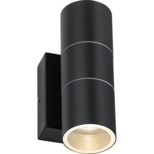 KNIGHTSBRIDGE 230V IP54 GU10 UP AND DOWN WALL LIGHT WITH PHOTOCELL SENSOR - BLACK