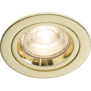 KNIGHTSBRIDGE IP20 230V GU10 BRASS RECESSED FIXED TWIST & LOCK DOWNLIGHT