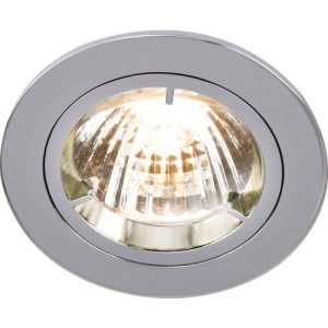 KNIGHTSBRIDGE IP20 230V GU10 CHROME RECESSED FIXED TWIST & LOCK DOWNLIGHT