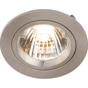 KNIGHTSBRIDGE IP20 230V GU10 BRUSHED CHROME RECESSED FIXED TWIST & LOCK DOWNLIGHT