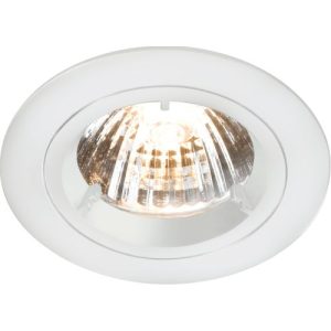 KNIGHTSBRIDGE IP20 230V/ GU10 WHITE RECESSED FIXED TWIST & LOCK DOWNLIGHT