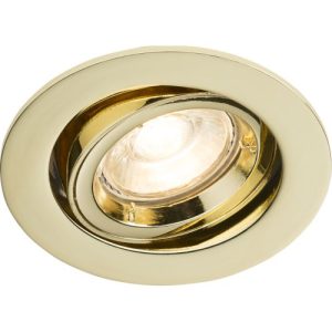 KNIGHTSBRIDGE IP20 230V GU10 BRASS RECESSED TILT TWIST & LOCK DOWNLIGHT