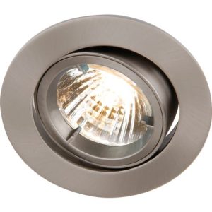 KNIGHTSBRIDGE IP20 230V GU10 BRUSHED CHROME RECESSED TILT TWIST & LOCK DOWNLIGHT