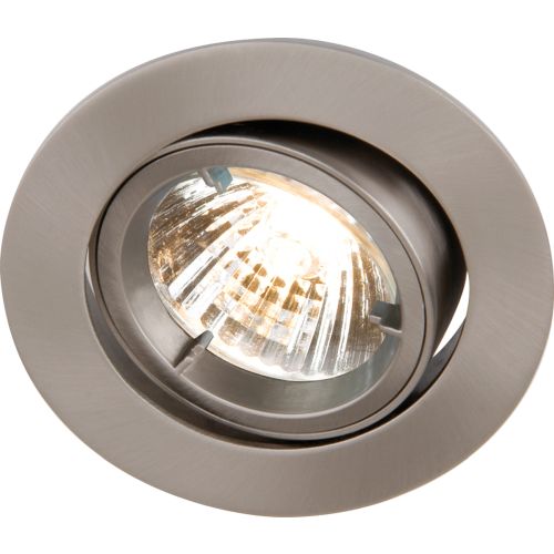KNIGHTSBRIDGE IP20 230V GU10 BRUSHED CHROME RECESSED TILT TWIST & LOCK DOWNLIGHT