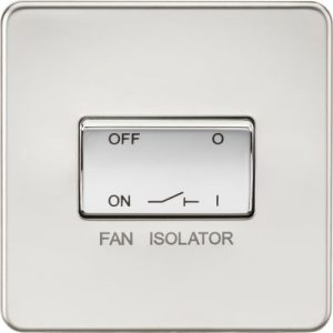 KNIGHTSBRIDGE SCREWLESS 10AX 3 POLE FAN ISOLATOR SWITCH - POLISHED CHROME