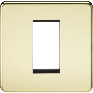KNIGHTSBRIDGE SCREWLESS 1G MODULAR FACEPLATE - POLISHED BRASS