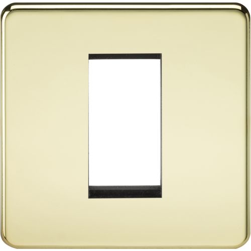 KNIGHTSBRIDGE SCREWLESS 1G MODULAR FACEPLATE - POLISHED BRASS