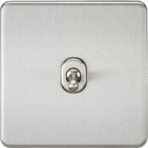 KNIGHTSBRIDGE SCREWLESS 10AX 1G 2-WAY TOGGLE SWITCH - BRUSHED CHROME