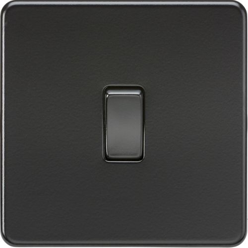 KNIGHTSBRIDGE SCREWLESS 10AX 1G 2-WAY SWITCH - MATT BLACK WITH BLACK ROCKER