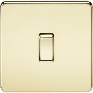 KNIGHTSBRIDGE SCREWLESS 10AX 1G 2-WAY SWITCH - POLISHED BRASS