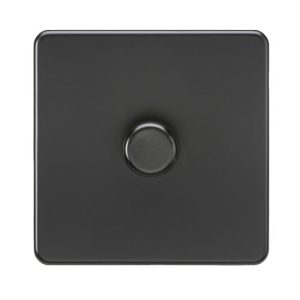 KNIGHTSBRIDGE SCREWLESS 1G 2-WAY 10-200W (5-150W LED) TRAILING EDGE DIMMER - MATT BLACK