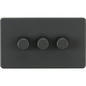 KNIGHTSBRIDGE SCREWLESS 3G 2-WAY 10-200W (5-150W LED) TRAILING EDGE DIMMER - ANTHRACITE