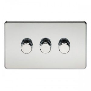 KNIGHTSBRIDGE SCREWLESS 3G 2-WAY 10-200W (5-150W LED) TRAILING EDGE DIMMER - POLISHED CHROME