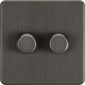 KNIGHTSBRIDGE SCREWLESS 2G 2-WAY 10-200W (5-150W LED) TRAILING EDGE DIMMER - SMOKED BRONZE
