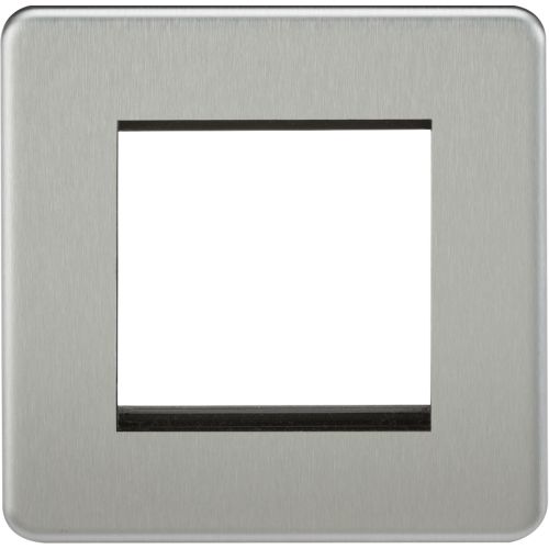 KNIGHTSBRIDGE SCREWLESS 2G MODULAR FACEPLATE - BRUSHED CHROME