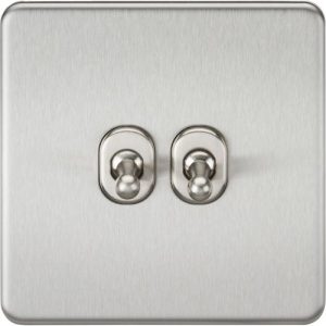 KNIGHTSBRIDGE SCREWLESS 10AX 2G 2-WAY TOGGLE SWITCH - BRUSHED CHROME