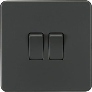KNIGHTSBRIDGE SCREWLESS 10AX 2G 2-WAY SWITCH - ANTHRACITE
