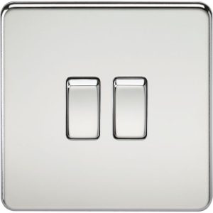 KNIGHTSBRIDGE SCREWLESS 10AX 2G 2-WAY SWITCH - POLISHED CHROME