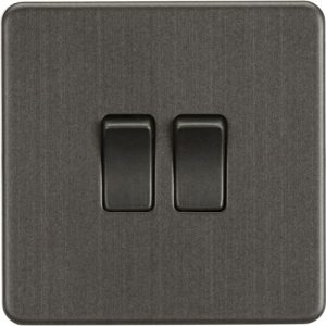 KNIGHTSBRIDGE SCREWLESS 10AX 2G 2-WAY SWITCH - SMOKED BRONZE