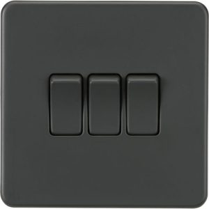 KNIGHTSBRIDGE SCREWLESS 10AX 3G 2-WAY SWITCH - ANTHRACITE